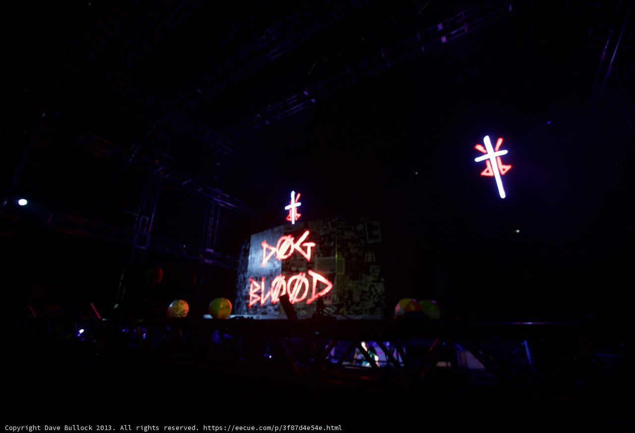 Neon-Lit Stage at Coachella Featuring Blood Sign