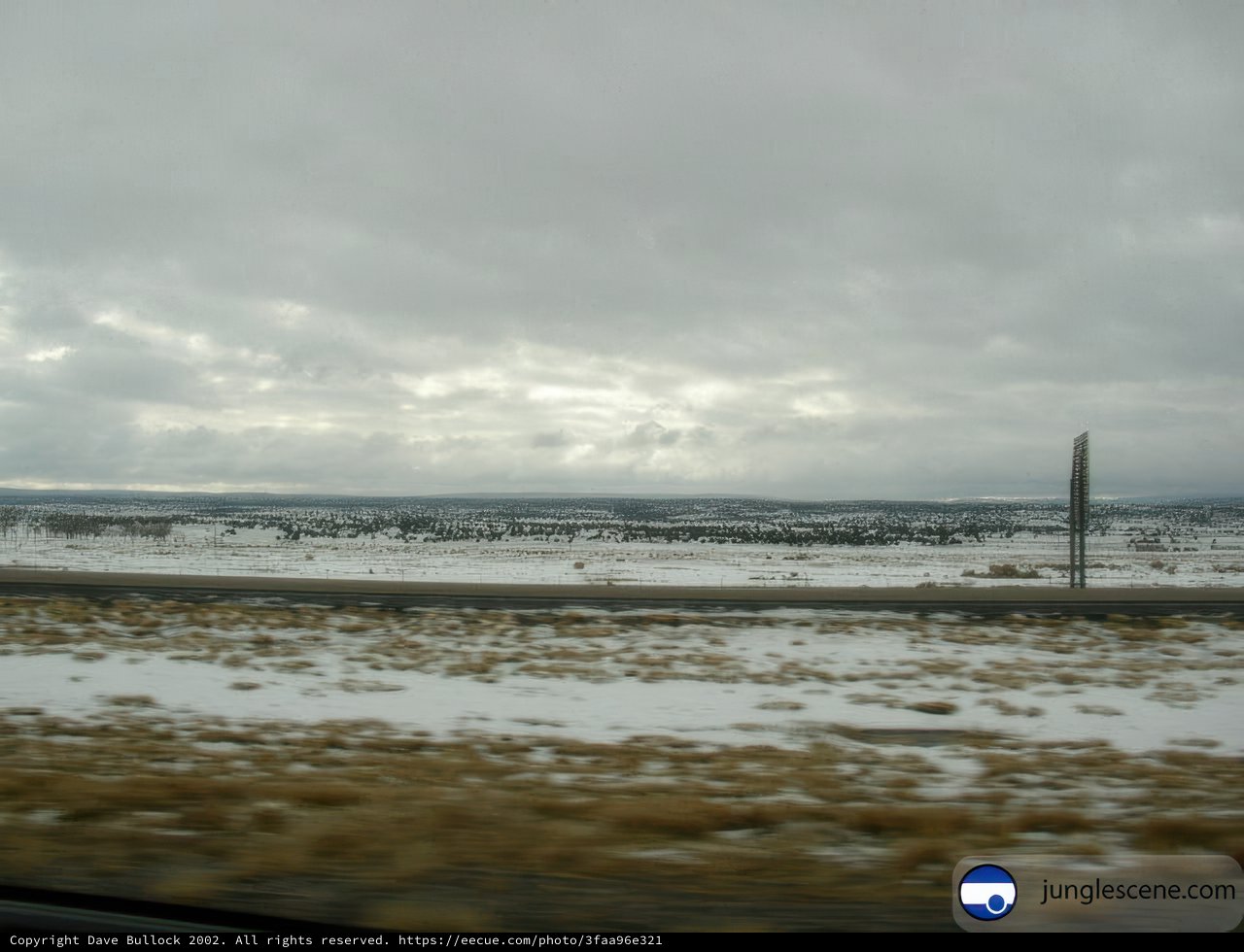 Snowy Mountain View from Car Window