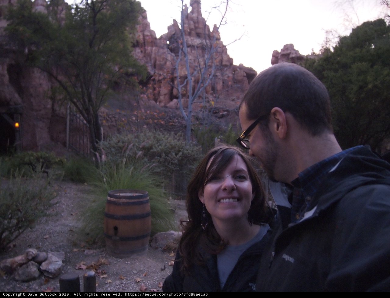 Couple's Romantic Moment at Big Thunder Mountain
