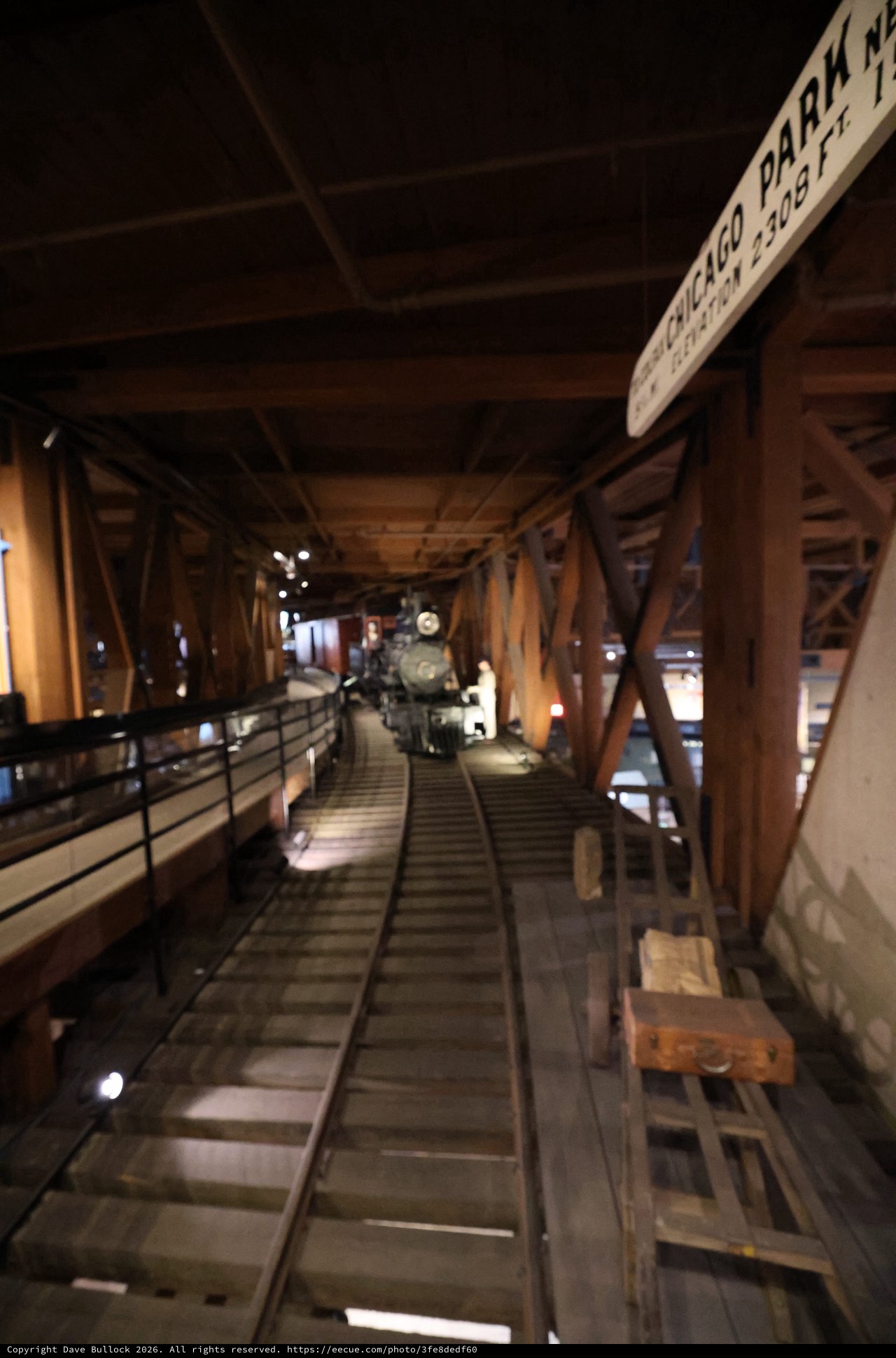 Historic Locomotive Inside Covered Railroad Bridge Museum