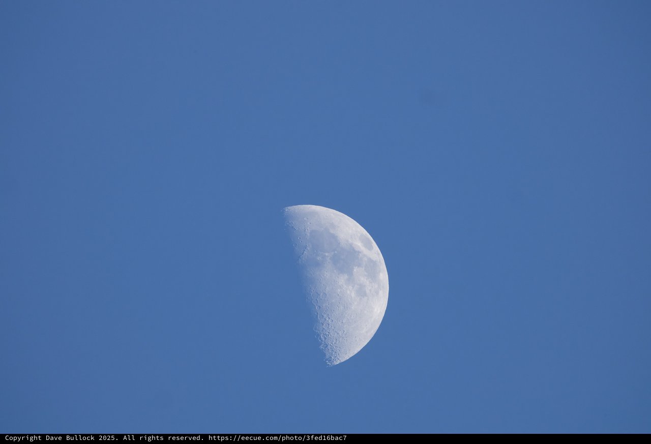 Waxing Gibbous Moon in Clear Blue Sky