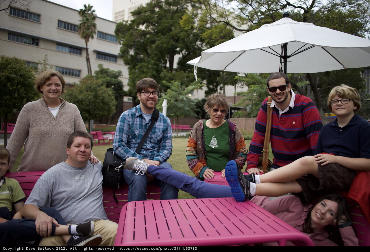Family Gathering at Outdoor Urban Patio Area