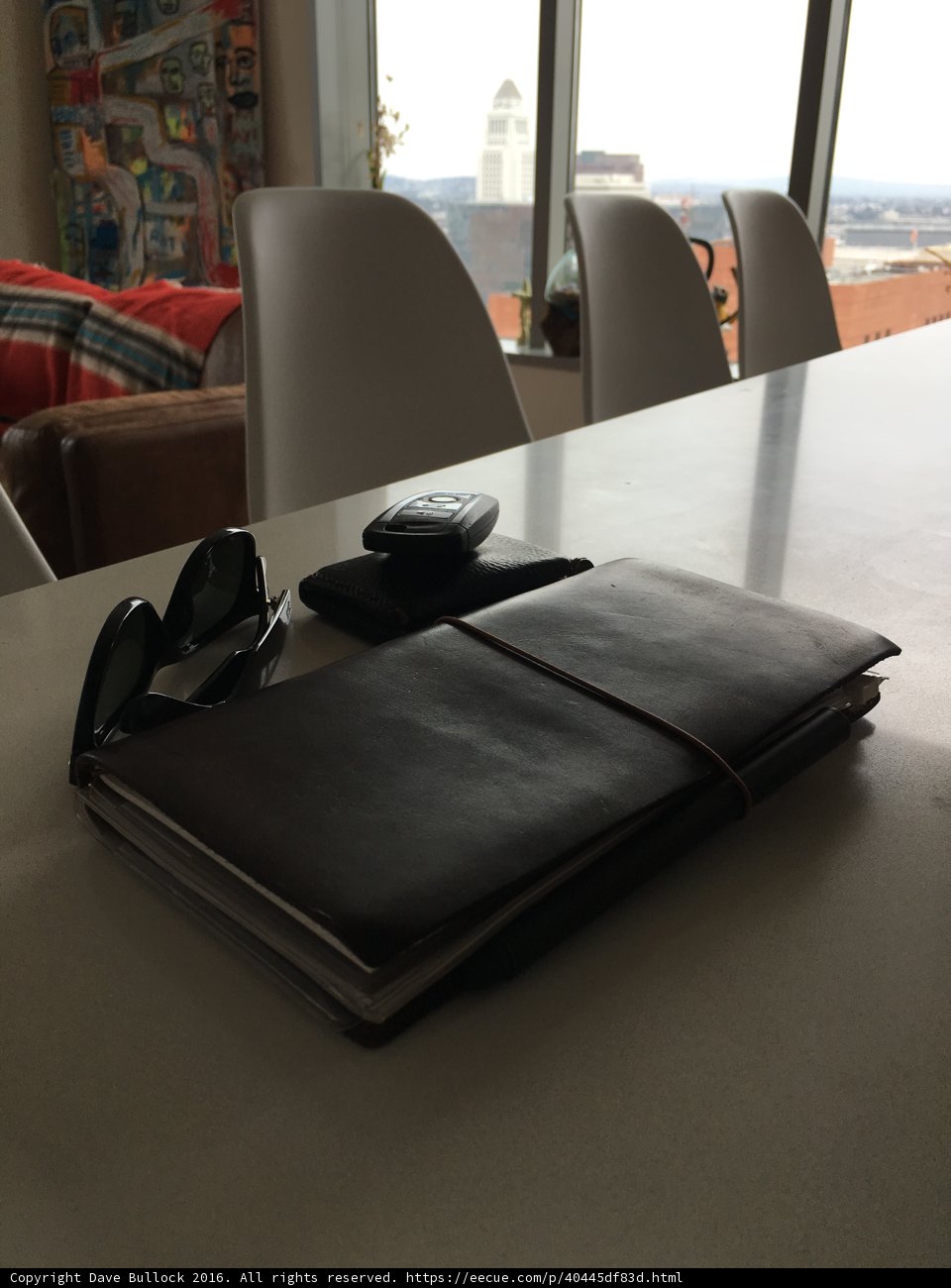 Leather Book on a Table at The Broad