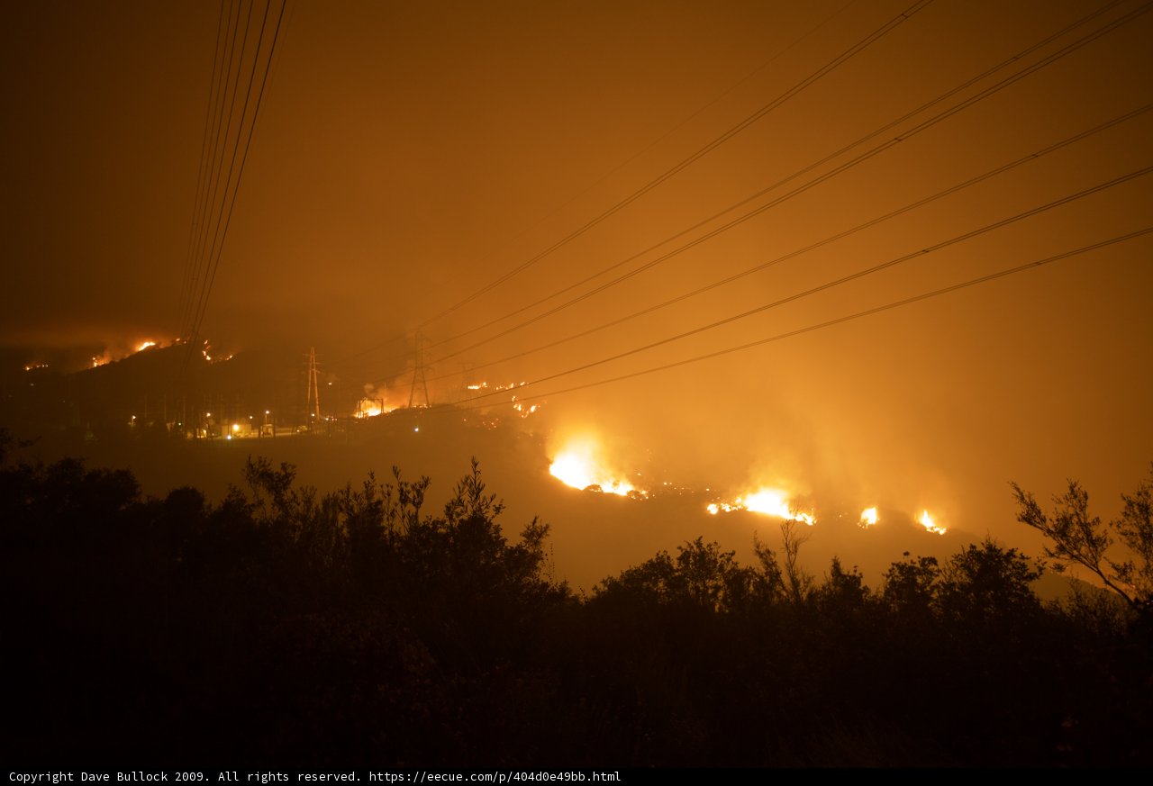 Station Fire Engulfs Hills at Sunset