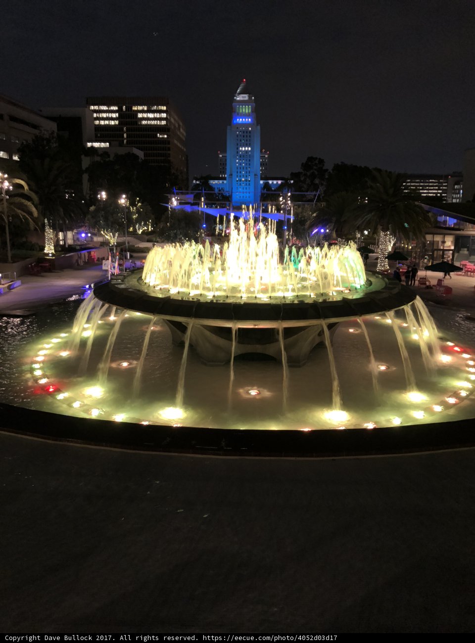 Illuminated Fountain in the Urban Metropolis
