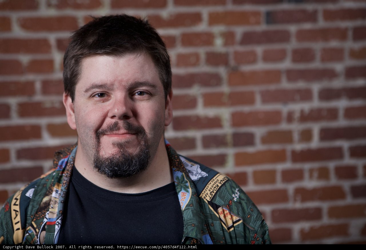 Bearded Man Poses in Front of Brick Wall