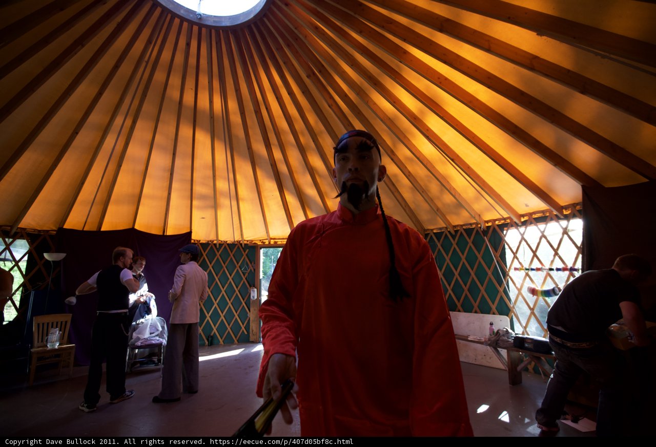 The Red Yurt with Six People