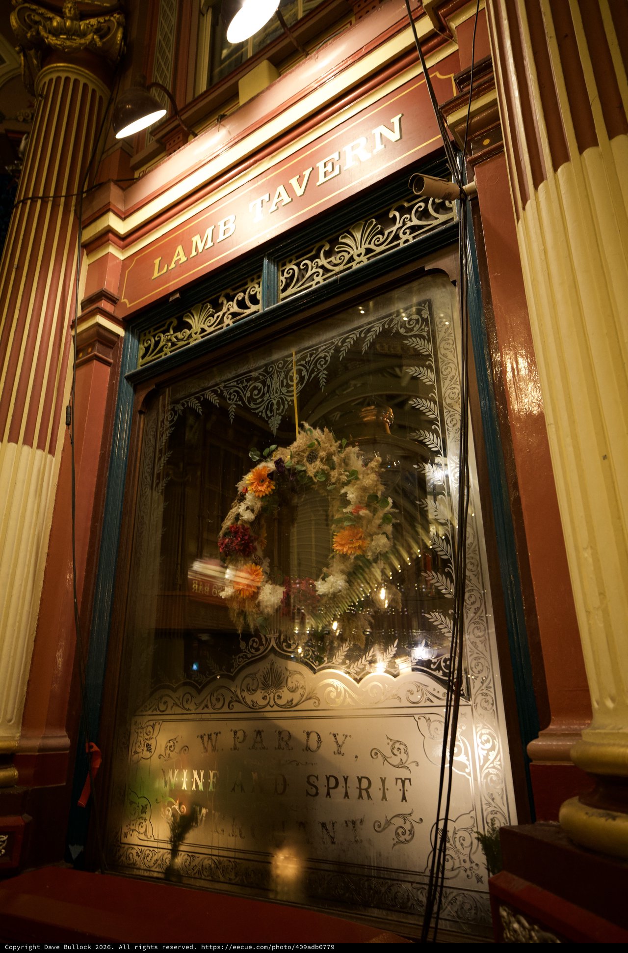 Victorian Etched Glass Tavern Window with Lame Tavern Sign