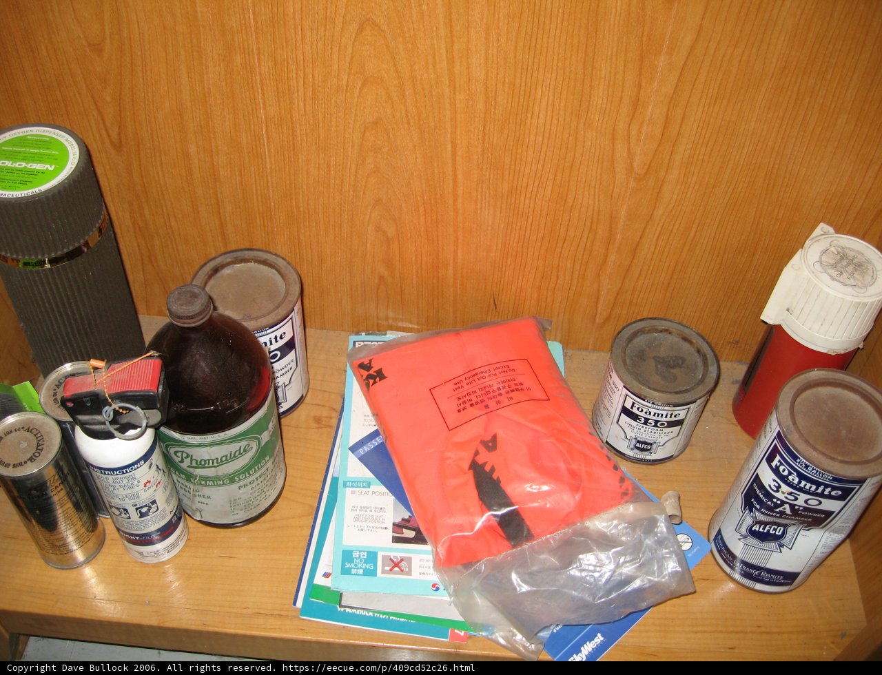 Miscellaneous items on shelf