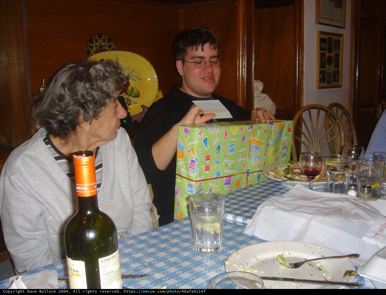 Josh Opens Birthday Gifts at Restaurant Dinner