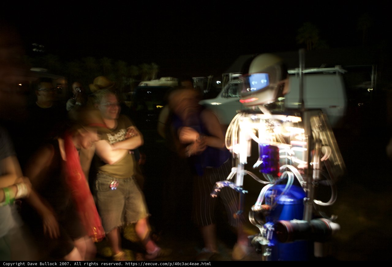 Blue-Lit Robot Joins Coachella Night Sky