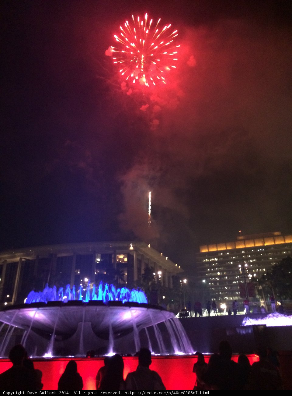 Spectacular Fireworks Display Over City Hall Fountain