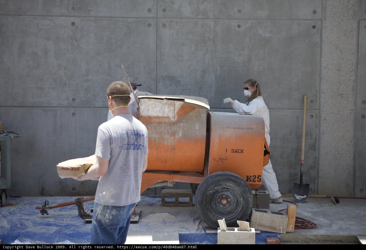 Concrete mixing team at work
