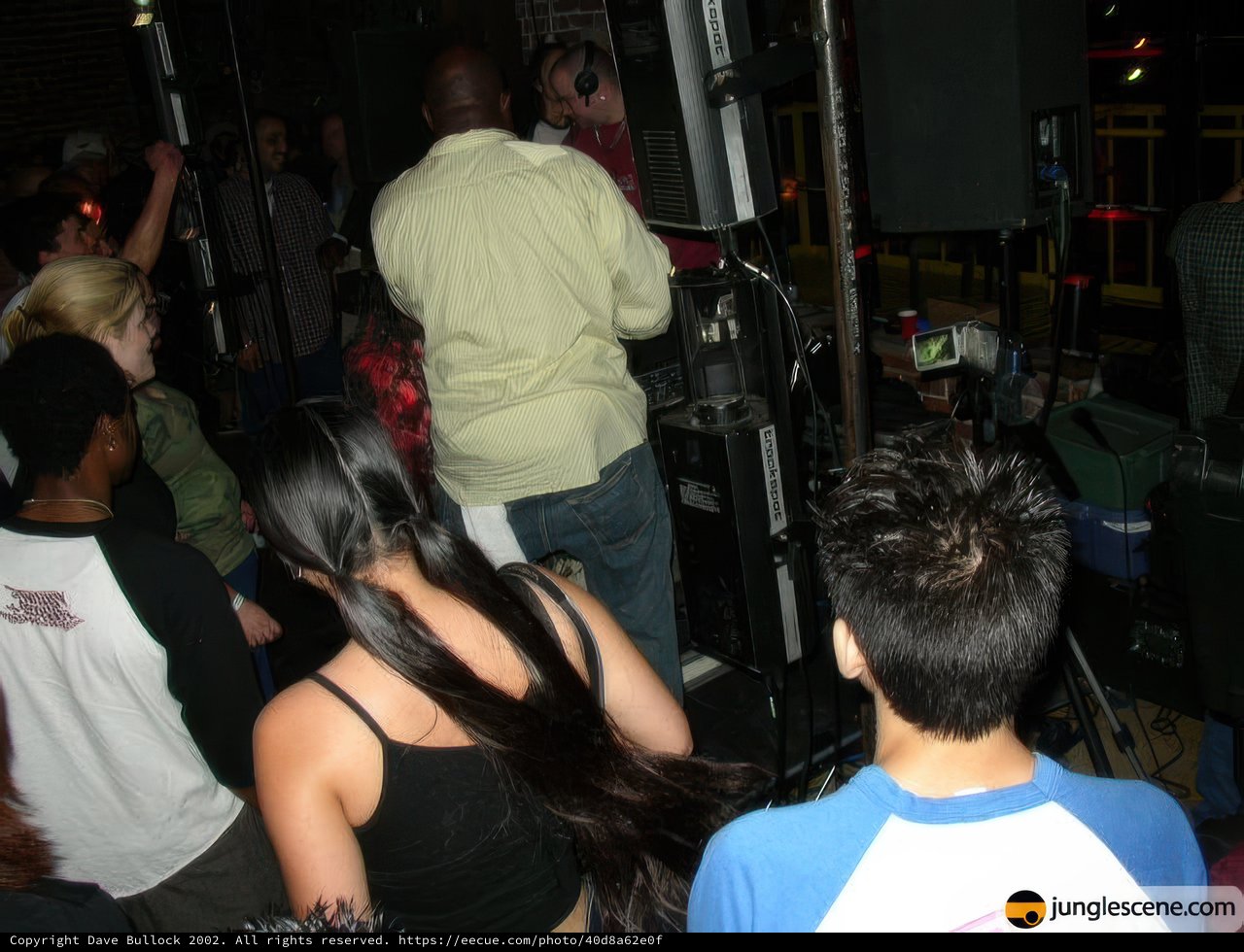 Nightclub music and lively crowd