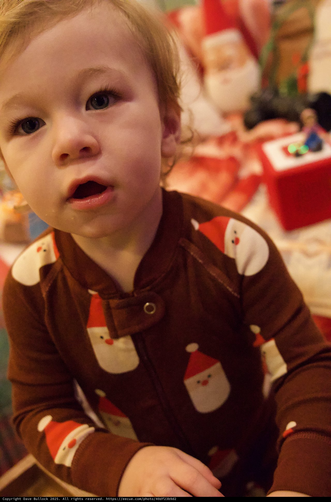 Toddler in Christmas Pajamas on Holiday Morning
