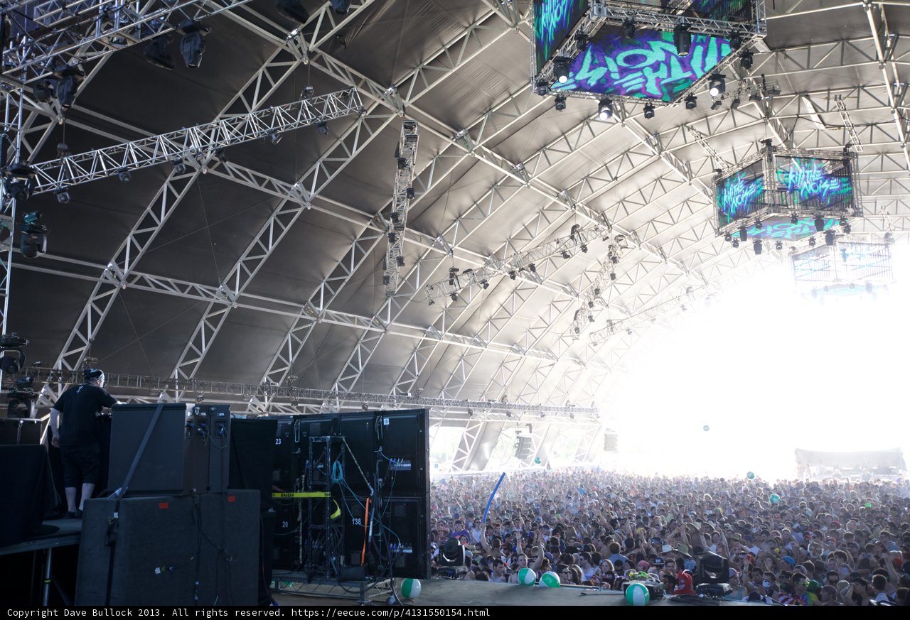 Stage Spotlight on Energetic Crowd