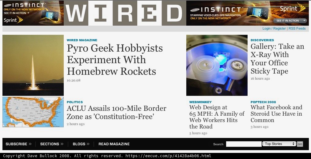 Wired Magazine's Tech-Fueled Webpage