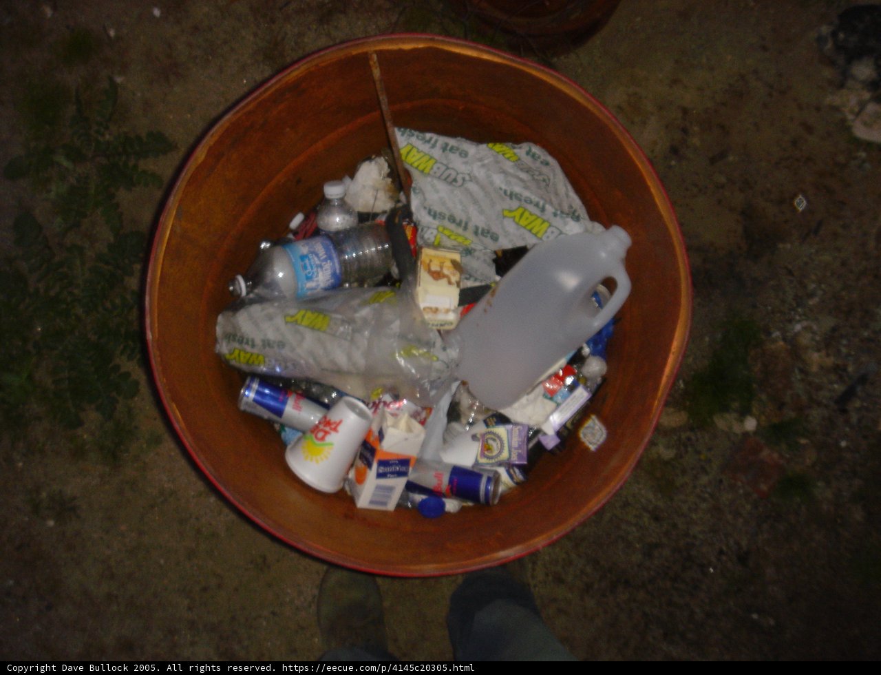 Brown Bucket of Discarded Items