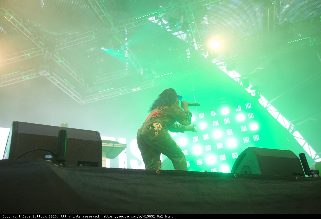Green Spotlight on Female Entertainer at Coachella Concert