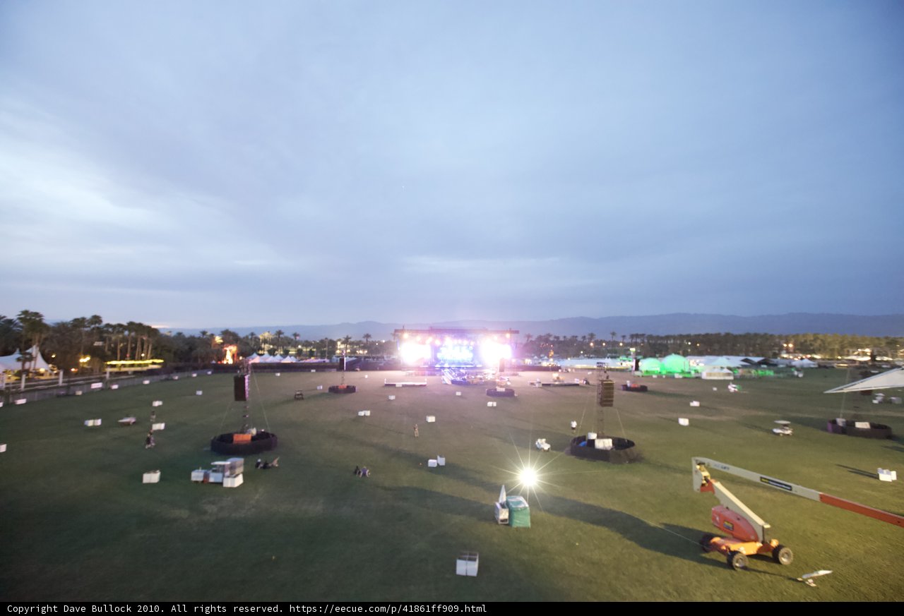 Coachella Music Festival Stage in a Green Field
