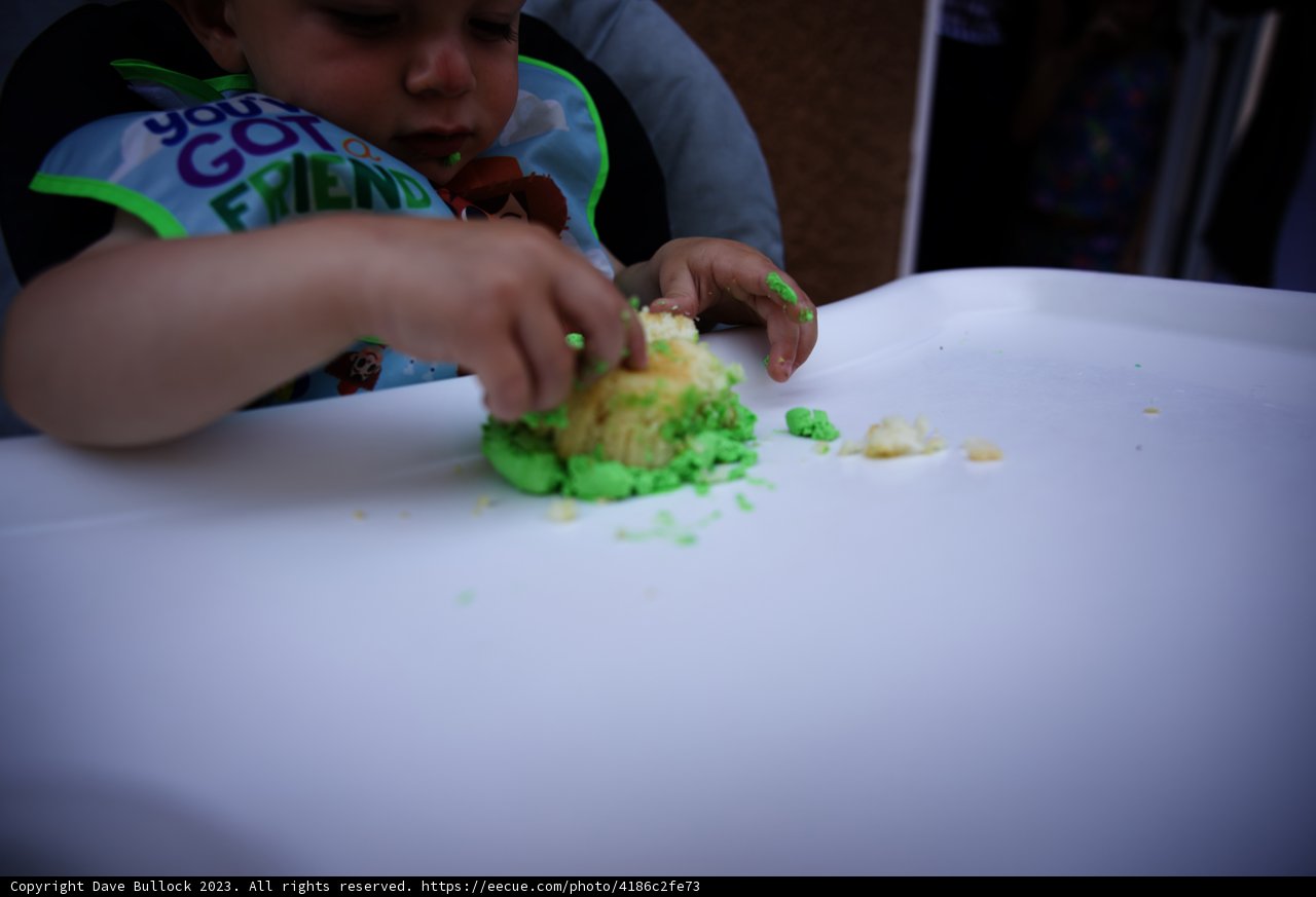 Wesley's First Taste of Birthday Cake