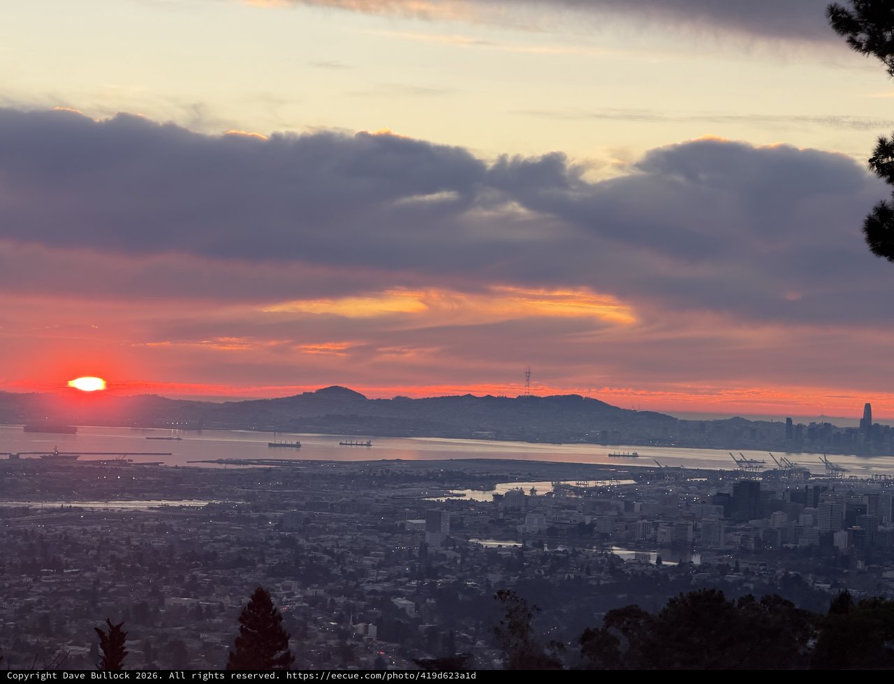 Sunset Over San Francisco Bay from Oakland Hills