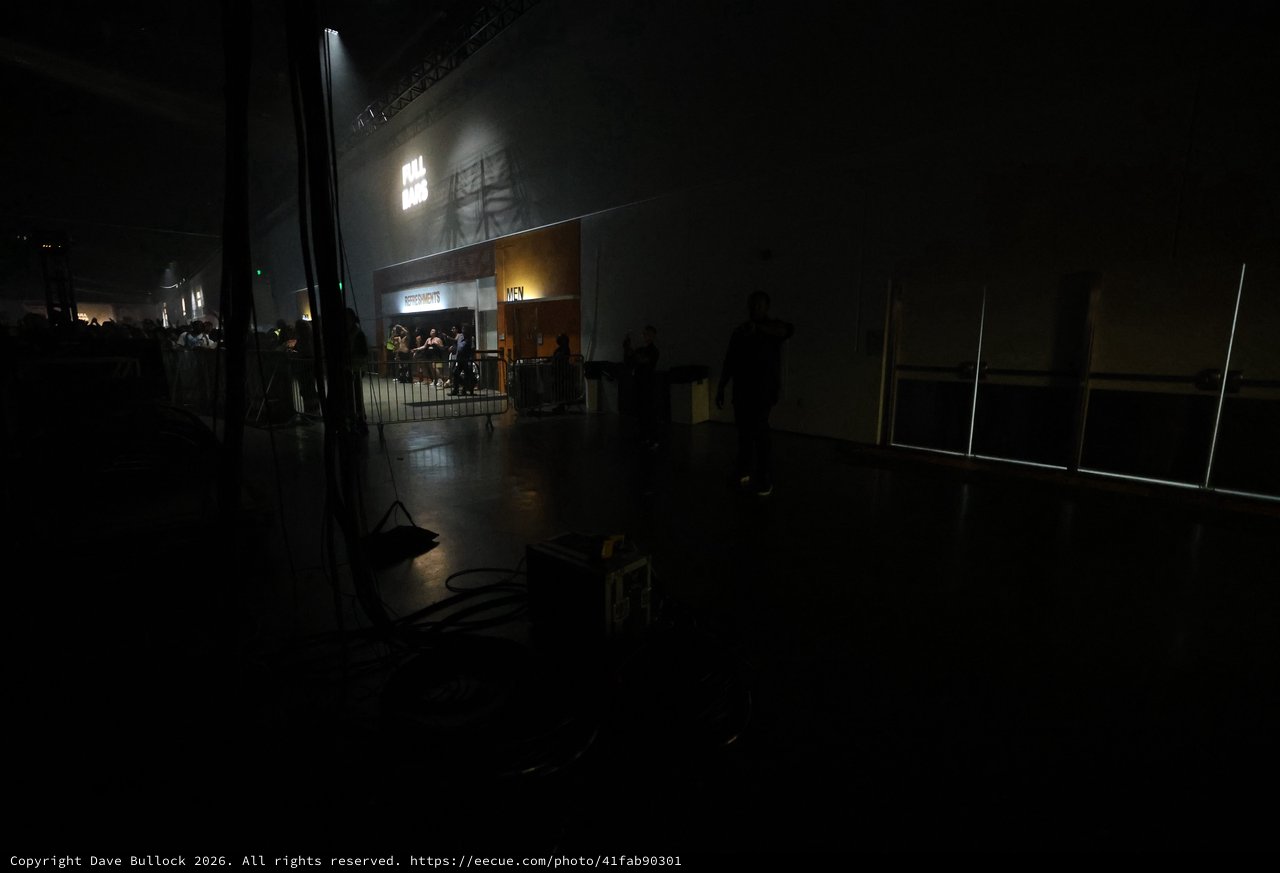 Full Haus Sign Glows Over Dark Concert Venue Floor