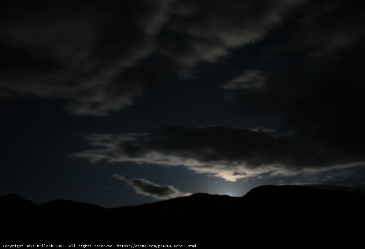 Moon and Clouds Over the Hill