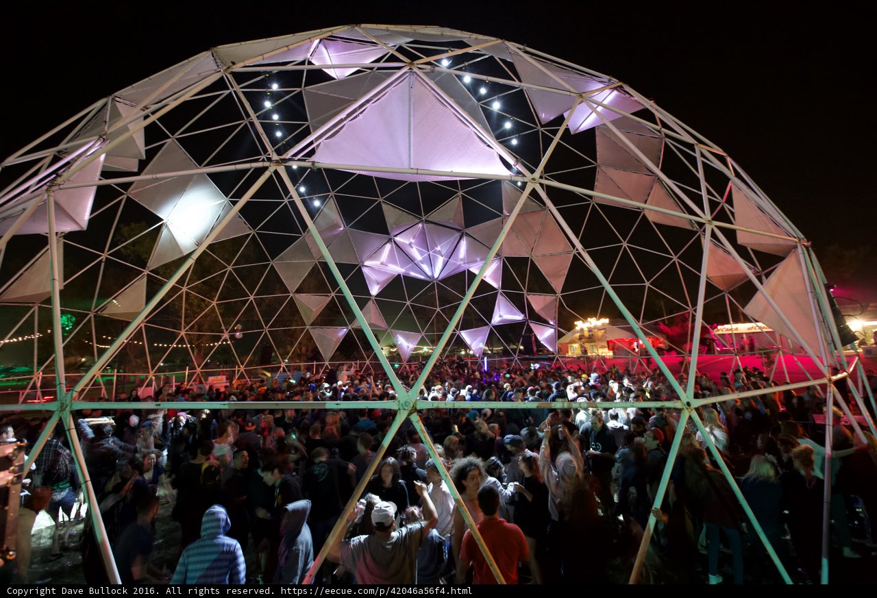 The Shelter Dome Lights Up the Night Sky at Coachella
