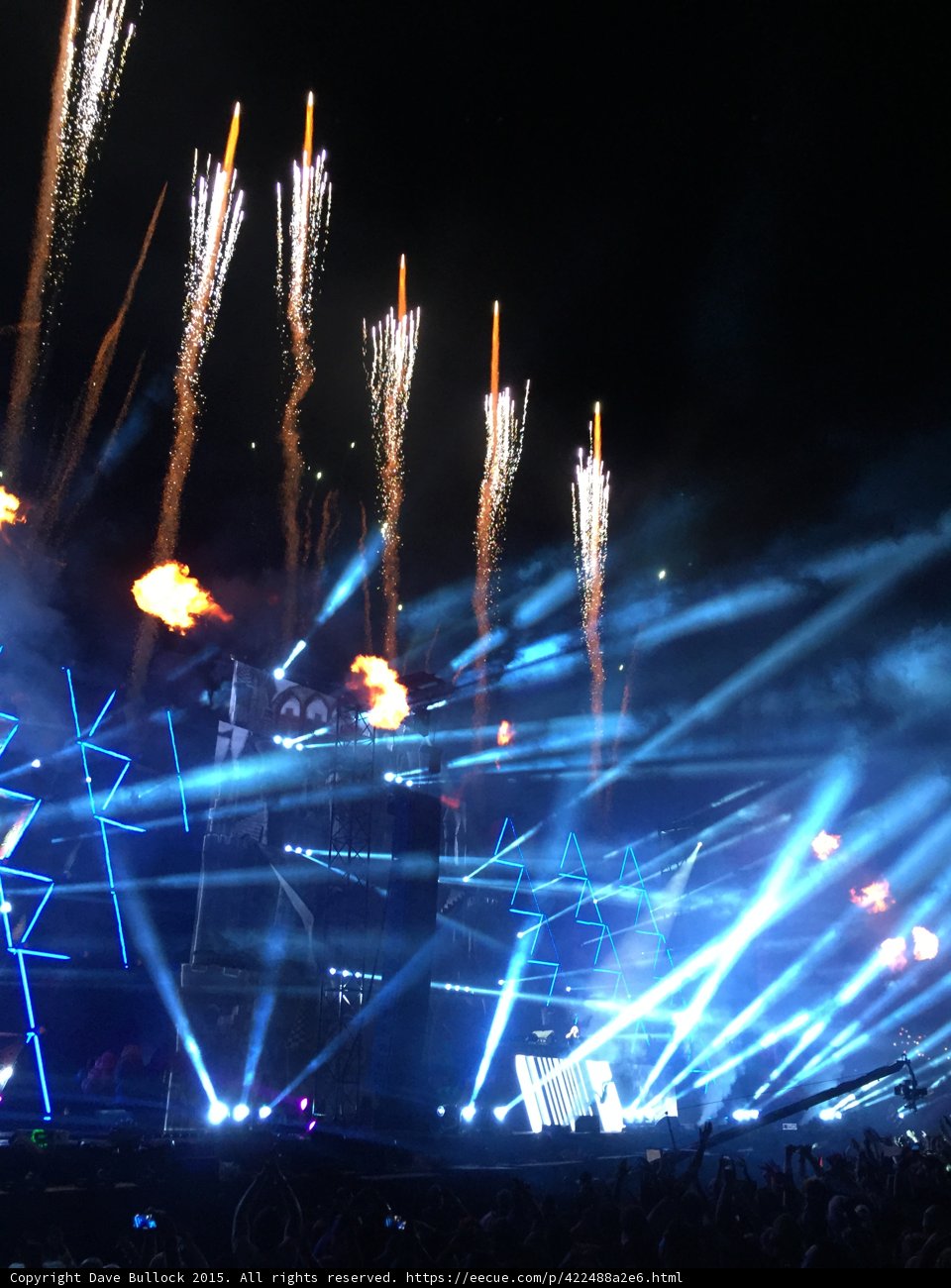 Fireworks and Rock Concert Lights Up the Night Sky