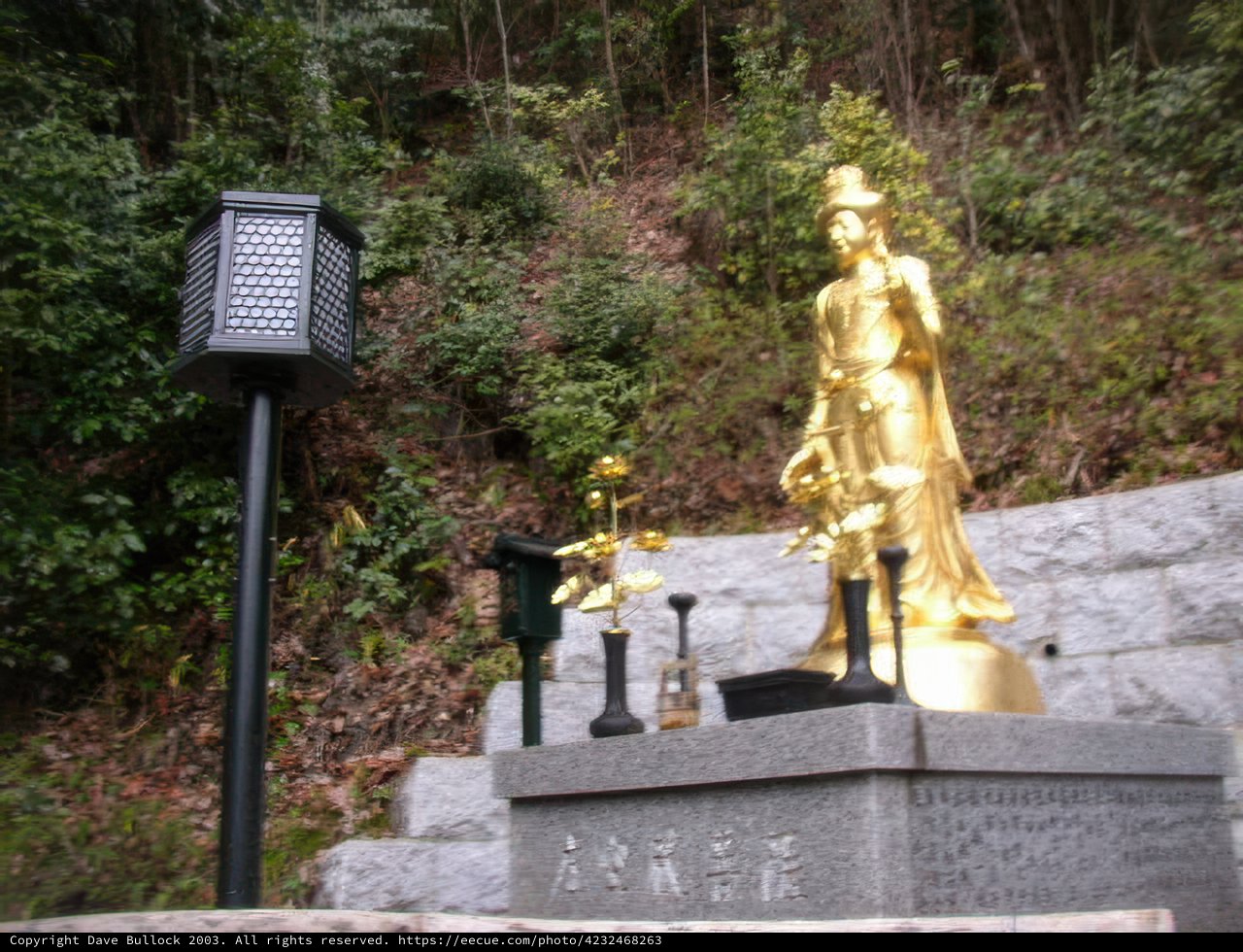 Golden Buddha Statue in Front of a Majestic Mountain