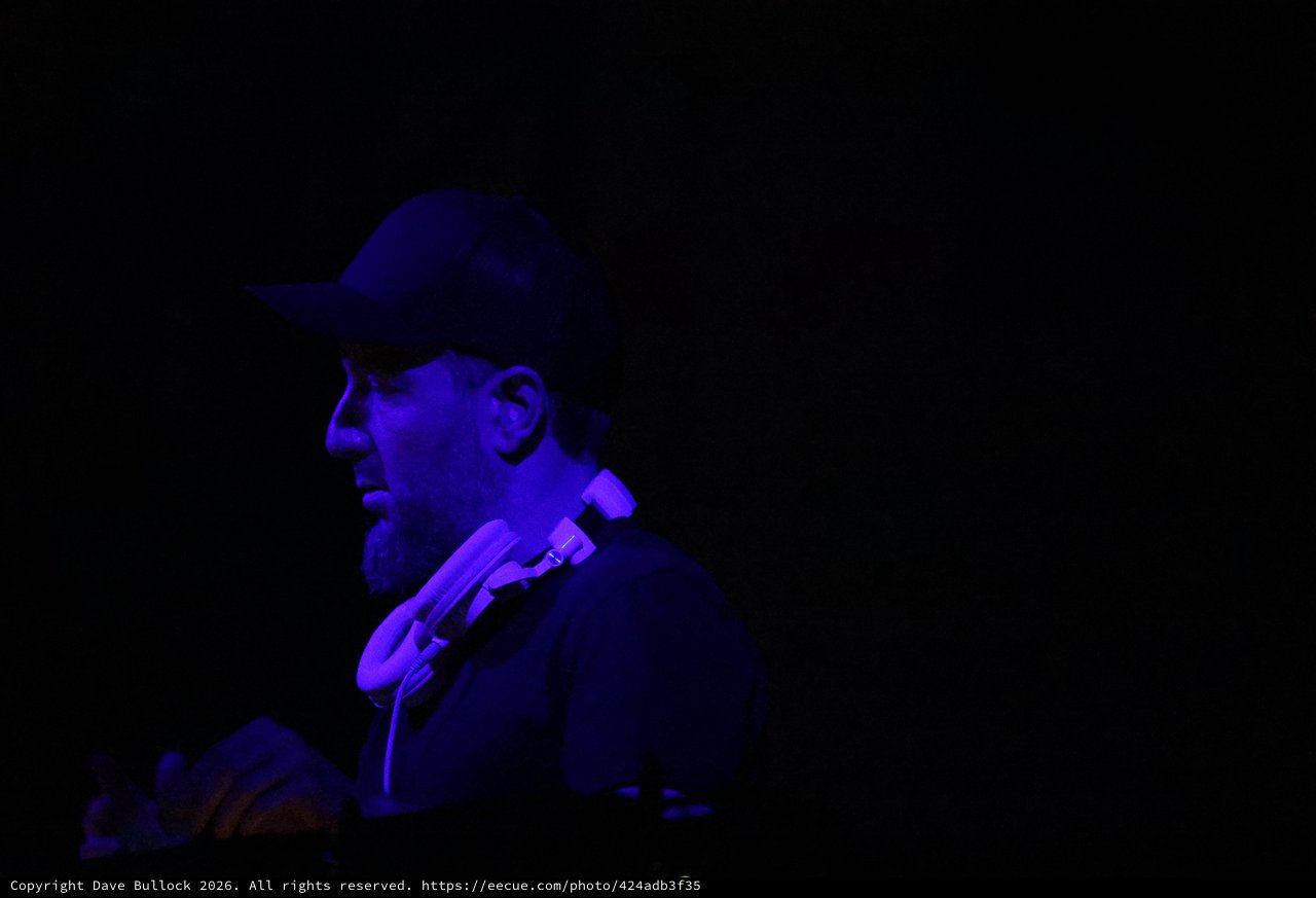 DJ Bathed in Blue UV Light at Wobbleland