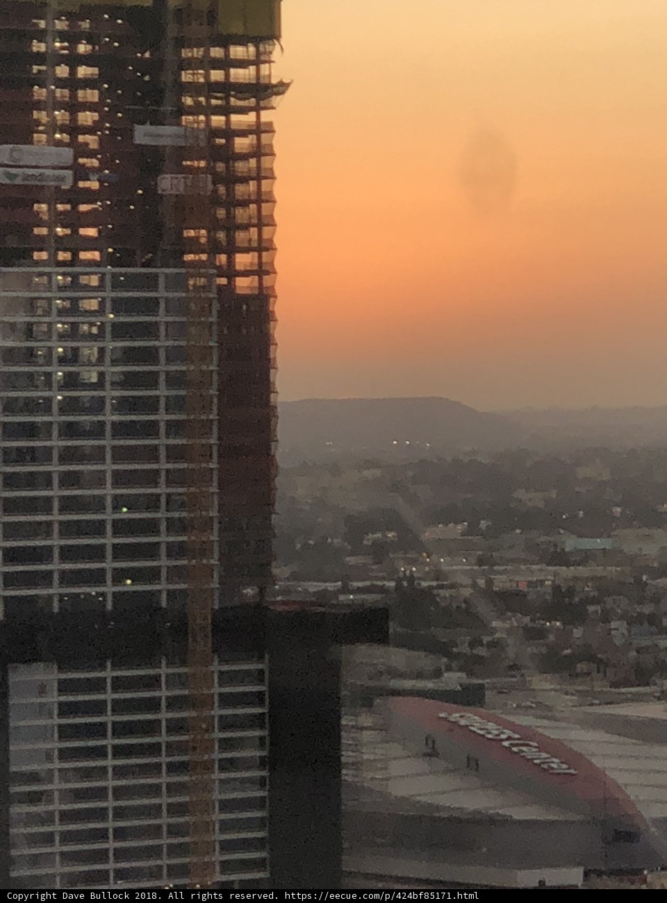 Sunset Cityscape from the Top of an Office Building