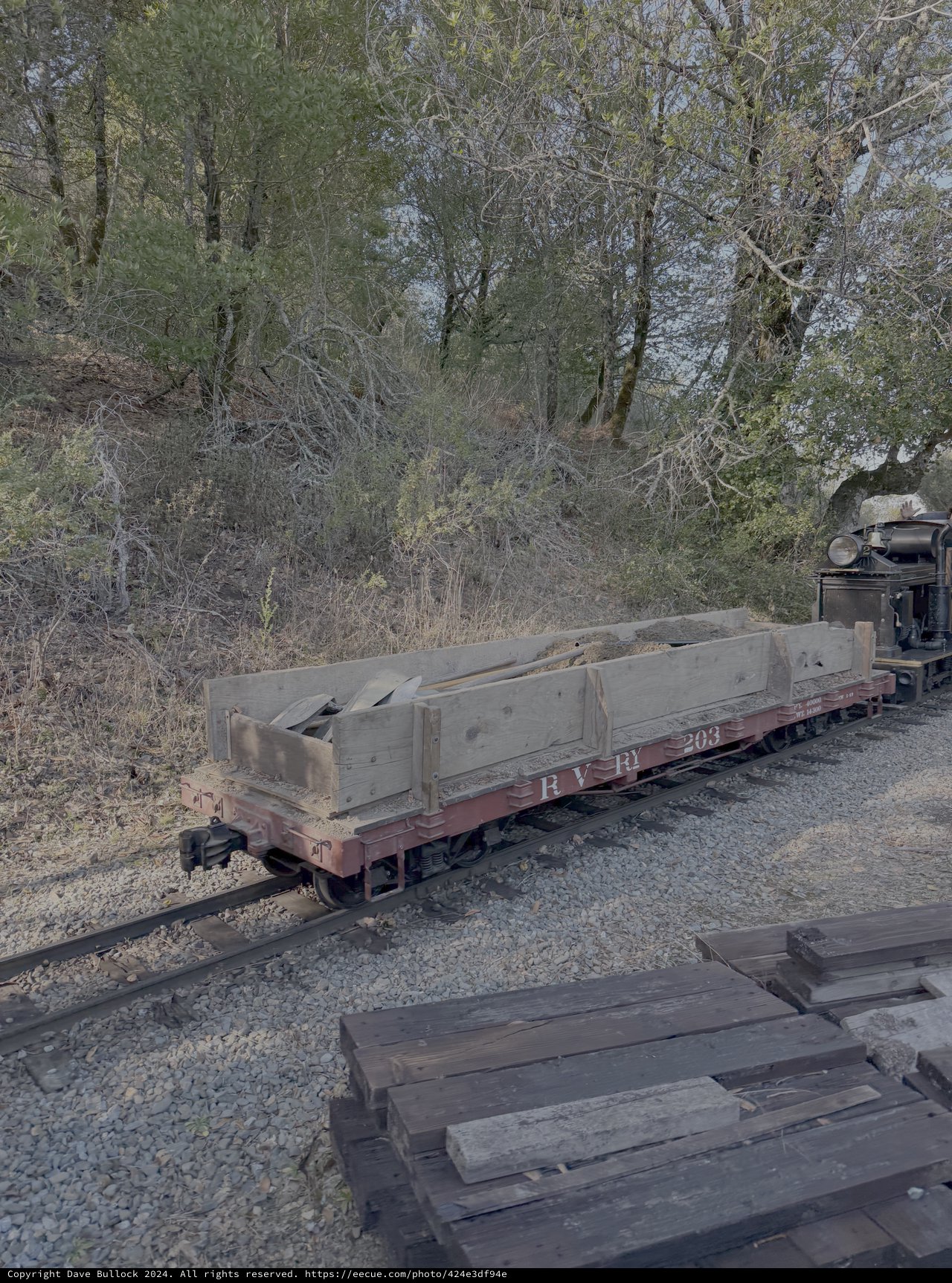 Vintage Railroad Flatcar with Wooden Crate