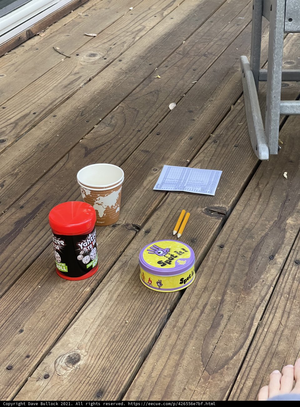 Relaxing on the Stained Wood Deck