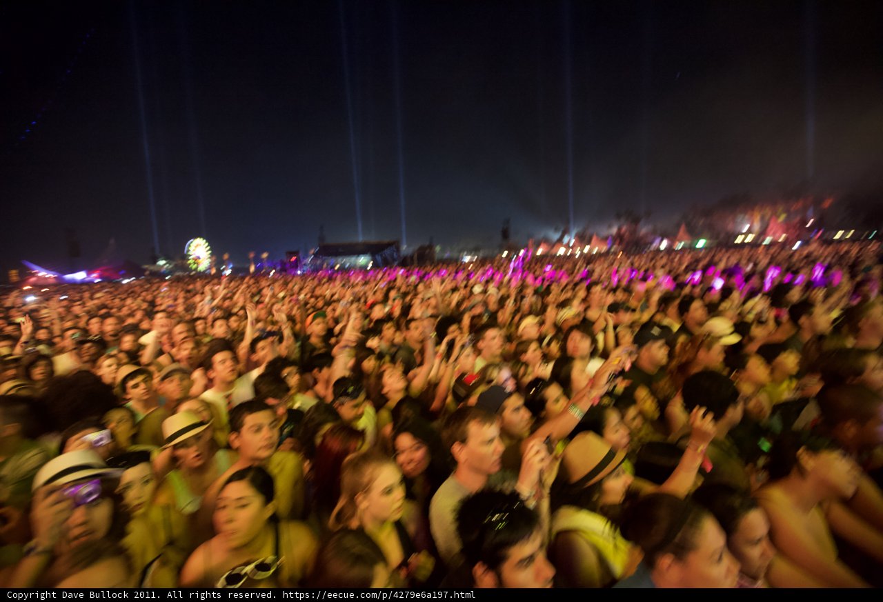 Coachella 2011 Concert Crowd under the Night Sky