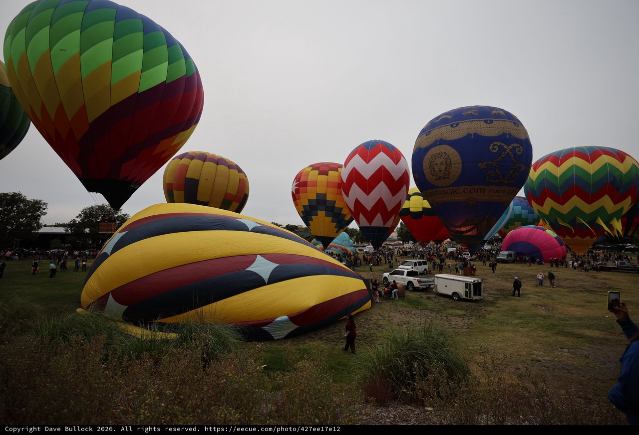 Colorful Hot Air Balloons Prepare for Morning Launch