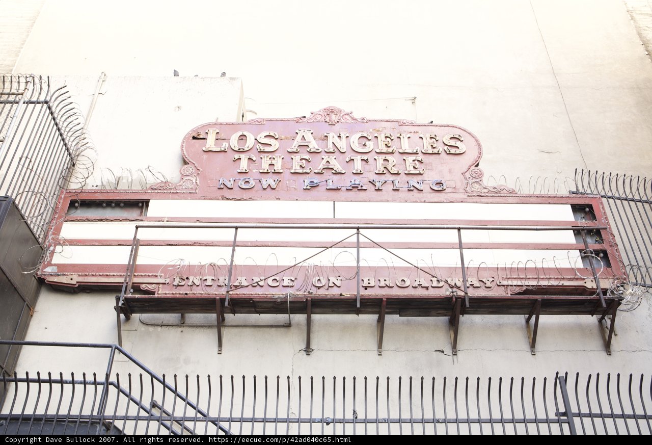 Los Angeles Theatre Sign on Building