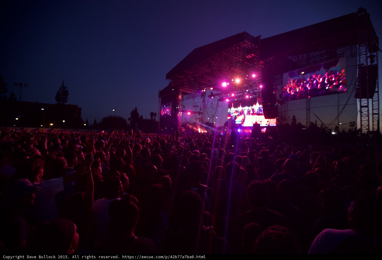 Main Stage Night Pink Spotlights Crowd