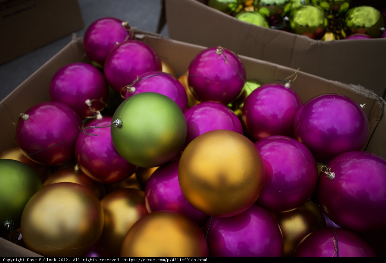 Festive Christmas Ornaments Filling a Box