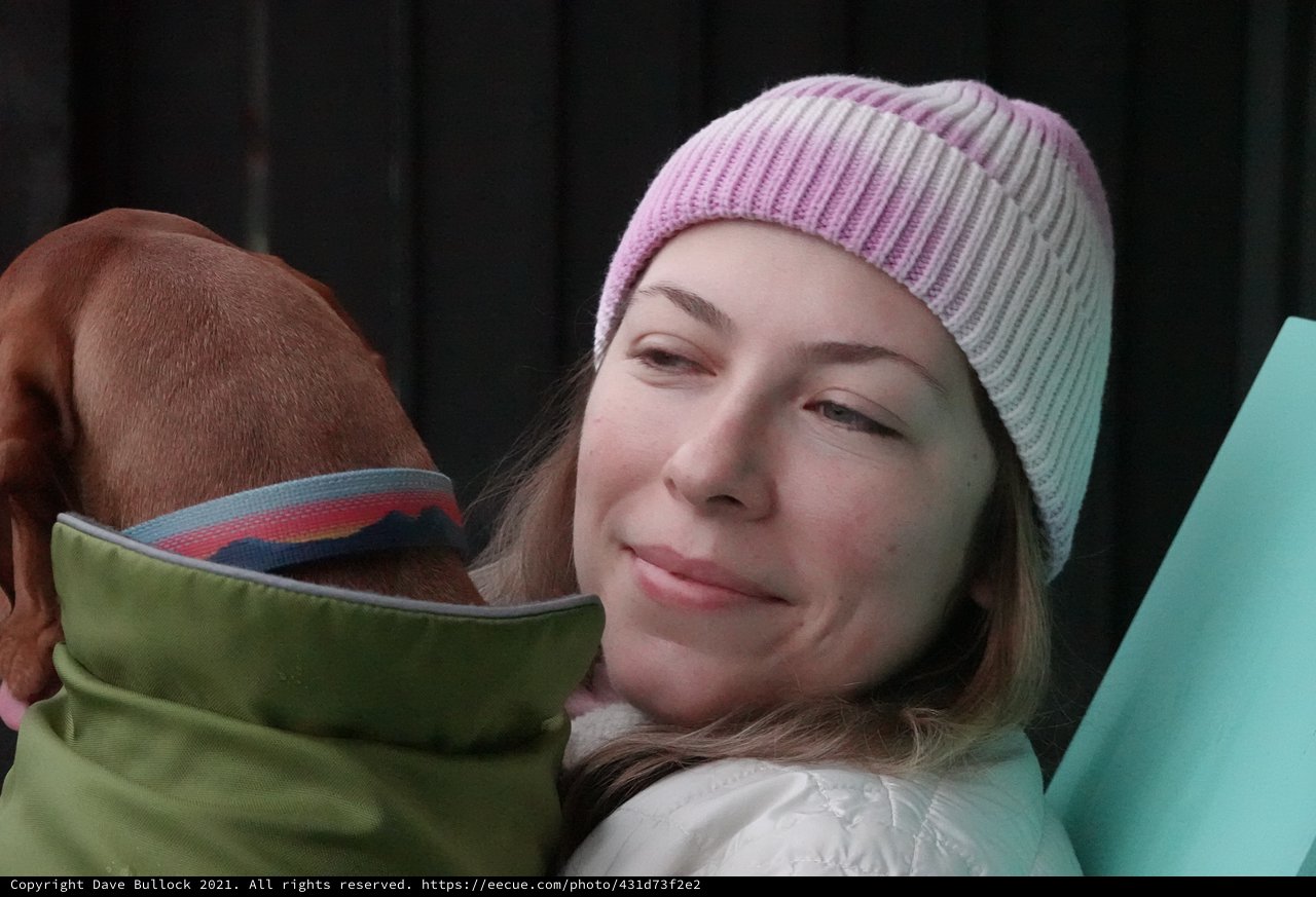 Relaxing Winter Portrait with Rainbow Beanie