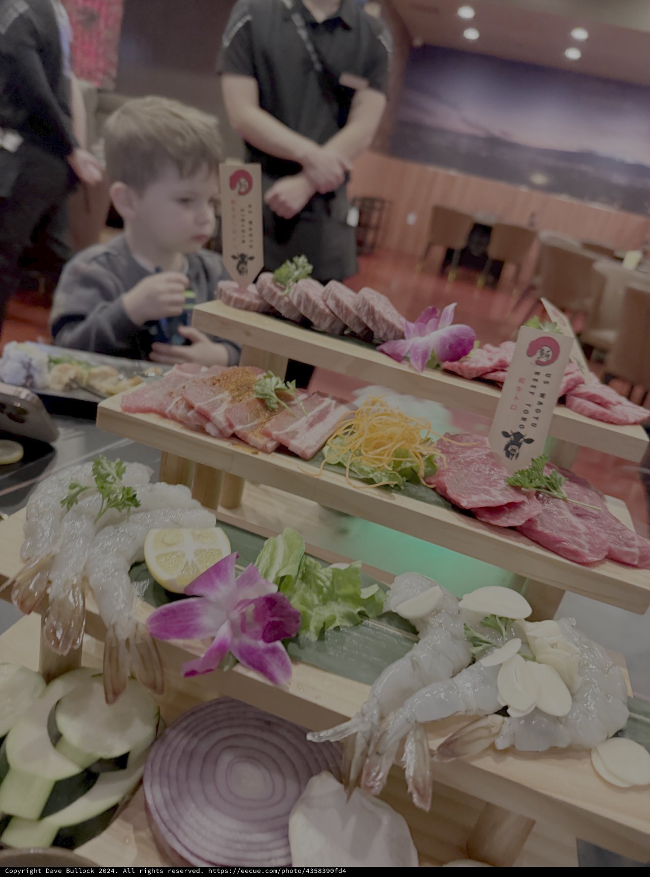 Child Enjoying Fresh Sashimi at Japanese Restaurant