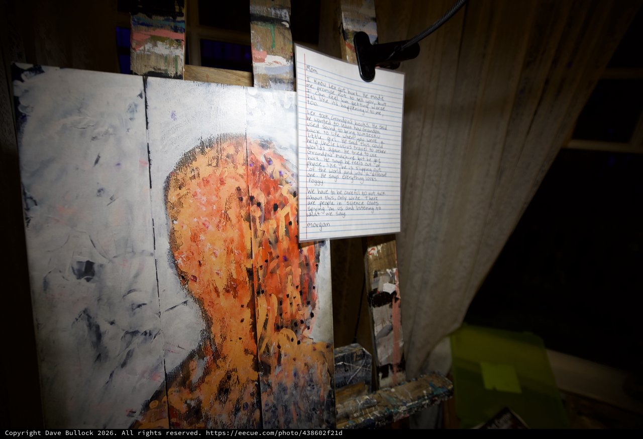 Artist's Studio: Painted Figure with Handwritten Note