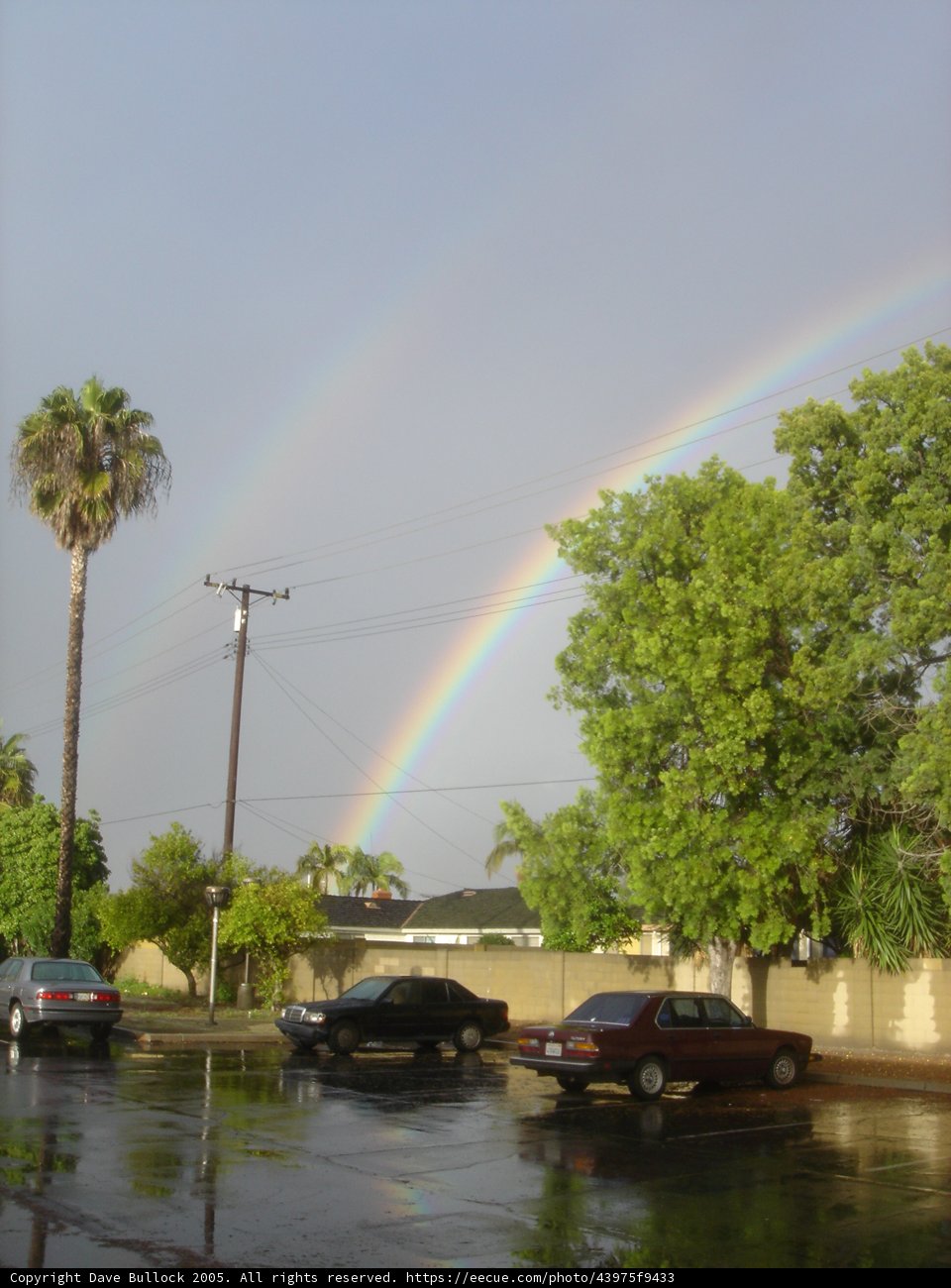 Double Rainbow Over Busy Parking Lot