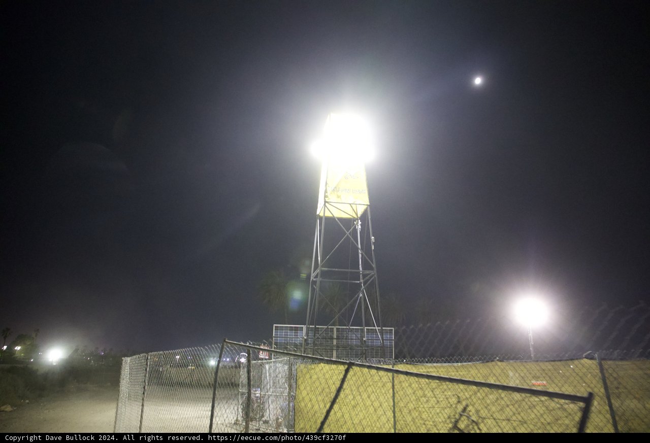 Moonlit Vigil: The Coachella Water Tower
