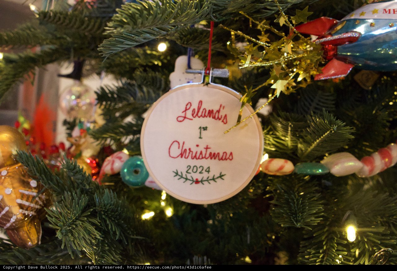 Leland's First Christmas Embroidered Ornament 2024