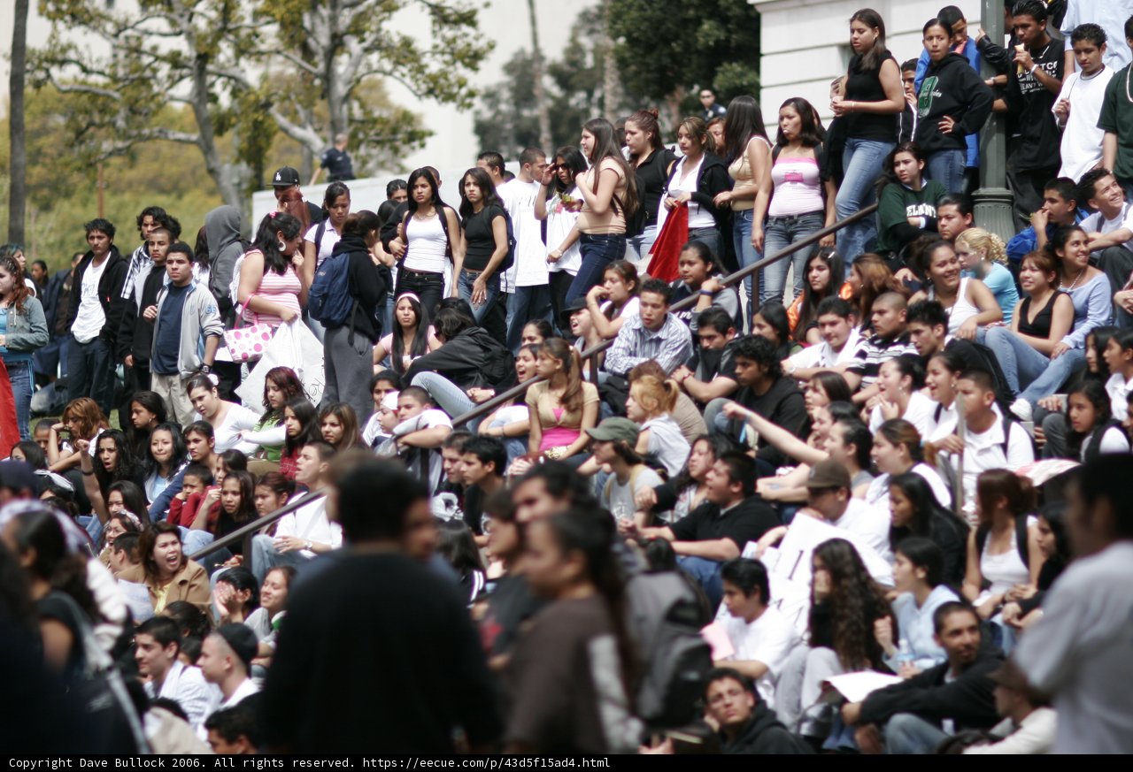 School Walkout: Large Crowd on Steps