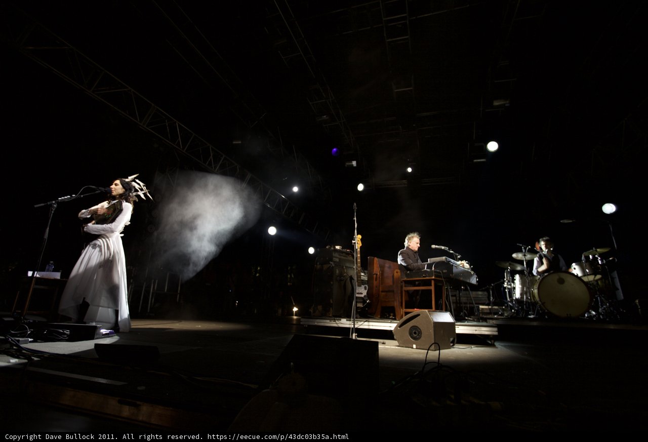 PJ Harvey and Mick Harvey perform with spotlights