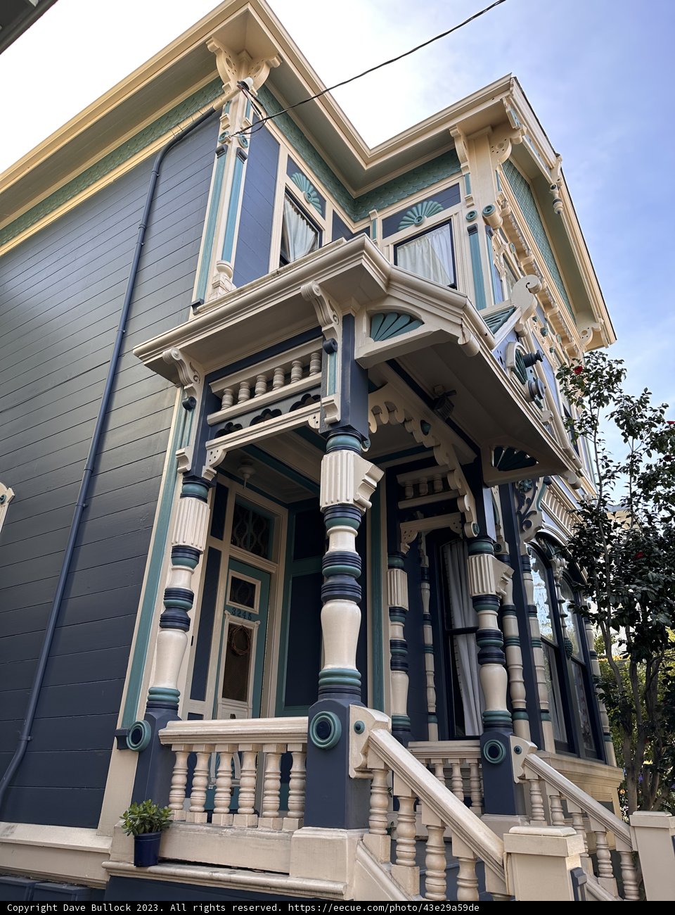 Blue and White Portico House