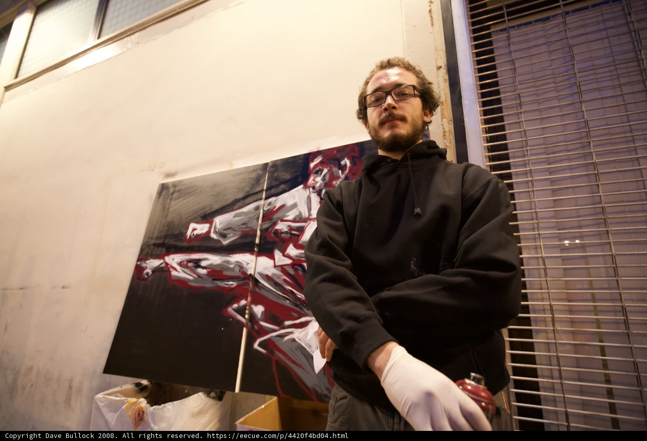 Man admiring artwork